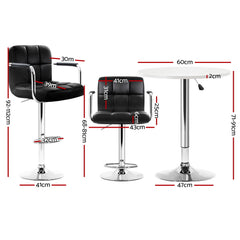 Artiss Bar Table and Stools Set Dining Desk Kitchen Chairs Cafe Pub