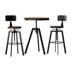 Artiss Bar Table and Stools Set Dining Desk Industrial Kitchen Chairs Cafe Pub
