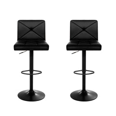 Artiss 2x Bar Stools Kitchen Dining Chairs Gas Lift Stool Leather Black