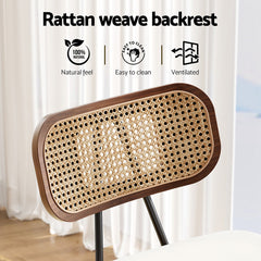 4x Artiss Bar Stools Kitchen Counter Rattan Chairs PU Leather Padding