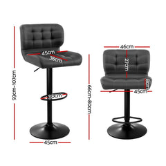 Artiss 4x Bar Stools Gas Lift Leather Padded Grey