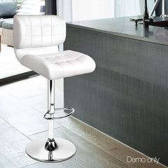 Artiss 2x Bar Stools Gas Lift Leather Padded White