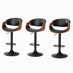 Artiss Bar Stools X3 Kitchen Counter Chair Gas Lift Swivel PU Ambrus Black