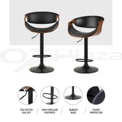 Artiss Bar Stools X3 Kitchen Counter Chair Gas Lift Swivel PU Ambrus Black