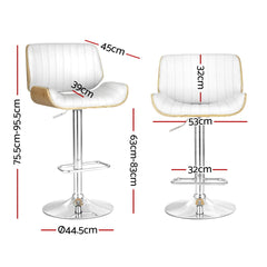 Artiss 4x Bar Stools Adjustable Leather Chairs