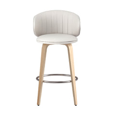 2x Artiss Bar Stools Dining Chairs Contoured Leather Wood Stool