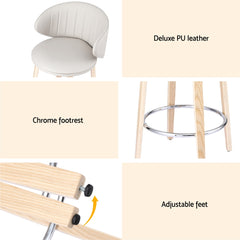 4x Artiss Bar Stools Dining Chairs Contoured Leather Wood Stool