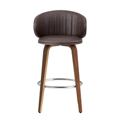 2x Artiss Bar Stools Dining Chairs Contoured Leather Wood Stool