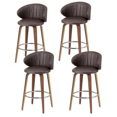 4x Artiss Bar Stools Dining Chairs Contoured Leather Wood Stool