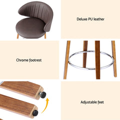 4x Artiss Bar Stools Dining Chairs Contoured Leather Wood Stool