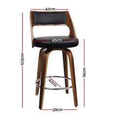 Artiss 2x Bar Stools Swivel Leather Chair 76cm