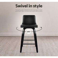 Artiss Bar Stools Kitchen Leather Barstools Swivel Wooden Chairs X4