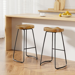 Artiss 2x Bar Stools Tractor Seat 75cm Wooden