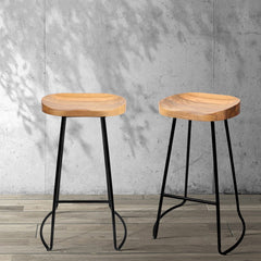 Artiss 2x Bar Stools Tractor Seat 75cm Wooden