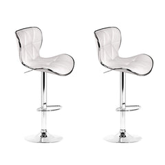 Artiss 2x Bar Stools Gas Lift Leather Seat White