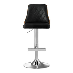 Artiss 4X Bar Stool Wood Swivel Adjustable Kitchen Counter Stool Leather Black