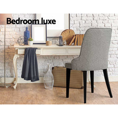 Artiss Dining Chairs Set of 4 Linen Fabric Grey