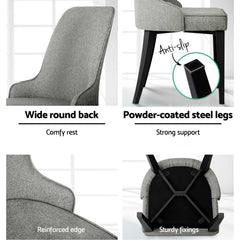 Artiss Dining Chairs Set of 4 Linen Fabric Grey