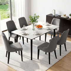 Artiss Dining Chairs Set of 6 Linen Fabric Grey