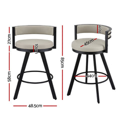Artiss Bar Stools Set of 3 Swivel Counter Stools with Padded Backrest PU Leather Beige