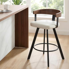 Artiss Bar Stool Swivel Metal Legs Kitchen Chair Bentwood Counter Leather White