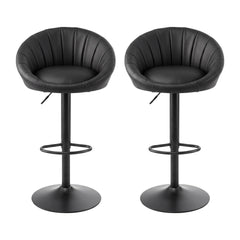 Artiss Bar Stool X2 Gas Lift Adjustable Rounded Shell Backrest PU Leather Black