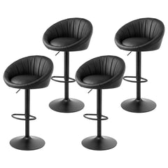 Artiss Bar Stools X4 Gas Lift Adjustable Rounded Shell Backrest PU Leather Black
