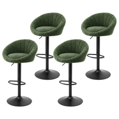 Artiss 4x Bar Stools Kitchen Chairs Gas Lift Adjustable Round Shell Boucle Green