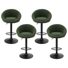 Artiss 4x Bar Stools Kitchen Chairs Gas Lift Adjustable Round Shell Boucle Green