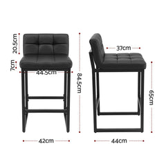 Artiss Bar Stools Set of 4 PU Leather Counter Chairs 65cm Seat Height with Low Back Black
