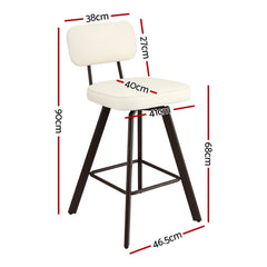 Artiss Bar Stools Set of 2 Swivel Counter 68cm Height Stools w/ Padded Backrest Beige