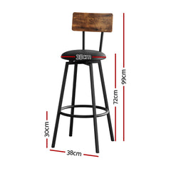 Artiss 2X Industrial Bar Stools Upholstered Counter Chairs Steel Frame Anti-Scratch