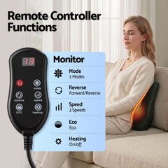 Livemor Back Massager with Heat and Traction, Neck and Shoulder Massage Pillow, Ergonomic Backrest for Office Chair & Sofa, Lumbar Support Cushion with 2-Level Thermal Relief, 6 Modes for Cervical & Full Body Pain Relief, Large