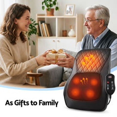 Livemor Back Massager with Heat and Traction, Neck and Shoulder Massage Pillow, Ergonomic Backrest for Office Chair & Sofa, Lumbar Support Cushion with 2-Level Thermal Relief, 6 Modes for Cervical & Full Body Pain Relief, Large