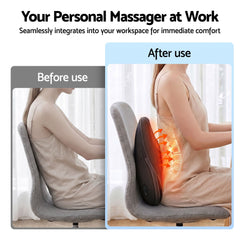 Livemor Back Massager with Heat, Cordless Electric Neck & Shoulder Massager Pillow, 3-Speed Deep Tissue Kneading for Lumbar, Thigh & Calf, Portable Muscle Relief for Home & Office Use