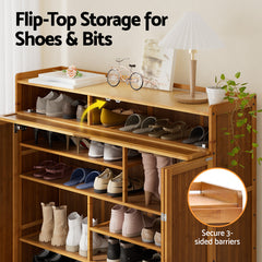 Artiss Shoe Rack Cabinet 30 Pairs Storage Cupboard Bamboo