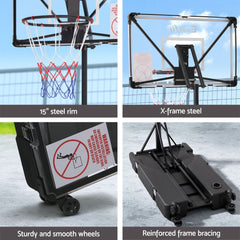 Everfit Foldable Portable Basketball Hoop System Adjustable Full Stand 2.07m