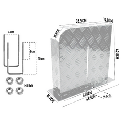 Alpen Outdoor Base Mount 2mm Thickness Aluminium Diesel Heater Fuel Tank Cover Left for 10L 15L Fuel Tank Silver