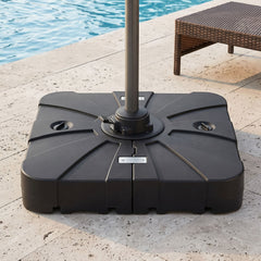 Instahut Outdoor Umbrella Base 2 Fillable 60kg Cantilever Umbrella Base with Wheels 84cm