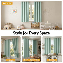 Artiss Blockout Curtains 2X 132x160cm Thermal Insulated Eyelet Drapes Green
