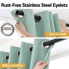 Artiss Blockout Curtains 2X 132x160cm Thermal Insulated Eyelet Drapes Green