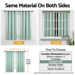 Artiss Blockout Curtains 2X 132x160cm Thermal Insulated Eyelet Drapes Green