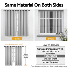 Artiss Blockout Curtains 2X 132x160cm Thermal Insulated Eyelet Drapes Grey