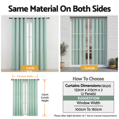 Artiss Blockout Curtains 2X 132x213cm Thermal Insulated Eyelet Drapes Green