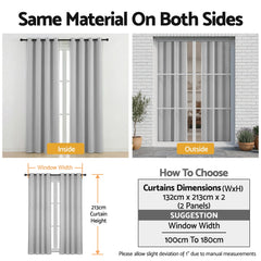 Artiss Blockout Curtains 2X 132x213cm Thermal Insulated Eyelet Drapes Grey