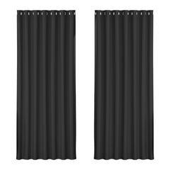 Artiss 2X Blockout Curtains Eyelet 240x230cm Black