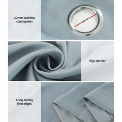Artiss 2X Blockout Curtains Eyelet 300x230cm Grey