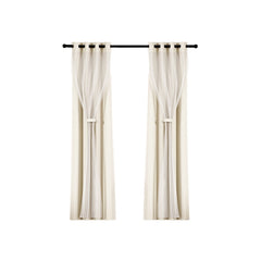 Artiss 2X 132x160cm Blockout Sheer Curtains Beige