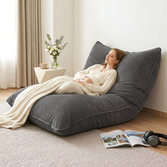 Artiss 3 in 1 Bean Bag Chair Cover (No Filler) Convertible Bean Bag for Adults, Corduroy Stuffed Animal Storage Bean Bag Cover Washable for Living Room Bedroom, Grey