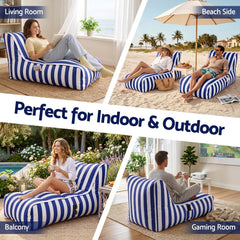 Artiss Outdoor Bean Bag Chair Cover (No Filler) Splash-Proof Beanbag Lounge Sofacover Stuffed Animal Storage Bean Bag Cover for Patio Poolside Relaxing, Blue